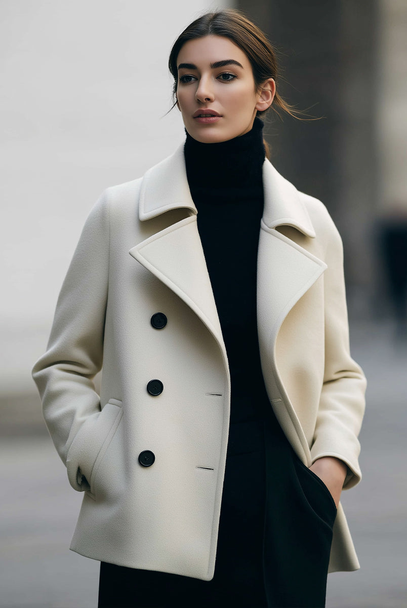 Ivory | Short Double-Breasted Coat - Lumina Vancouver - Lumina Vancouver