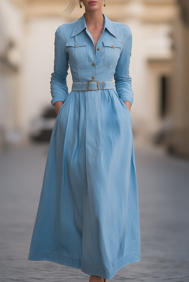 Isabelle | Belted Denim Shirt Dress - Lumina Vancouver - Lumina Vancouver