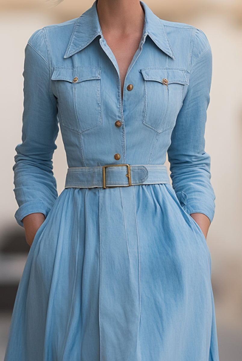 Isabelle | Belted Denim Shirt Dress - Lumina Vancouver - Lumina Vancouver