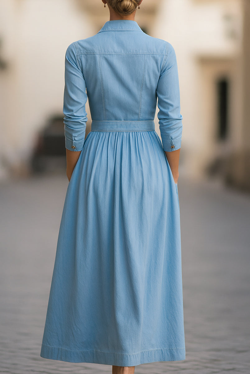 Isabelle | Belted Denim Shirt Dress - Lumina Vancouver - Lumina Vancouver