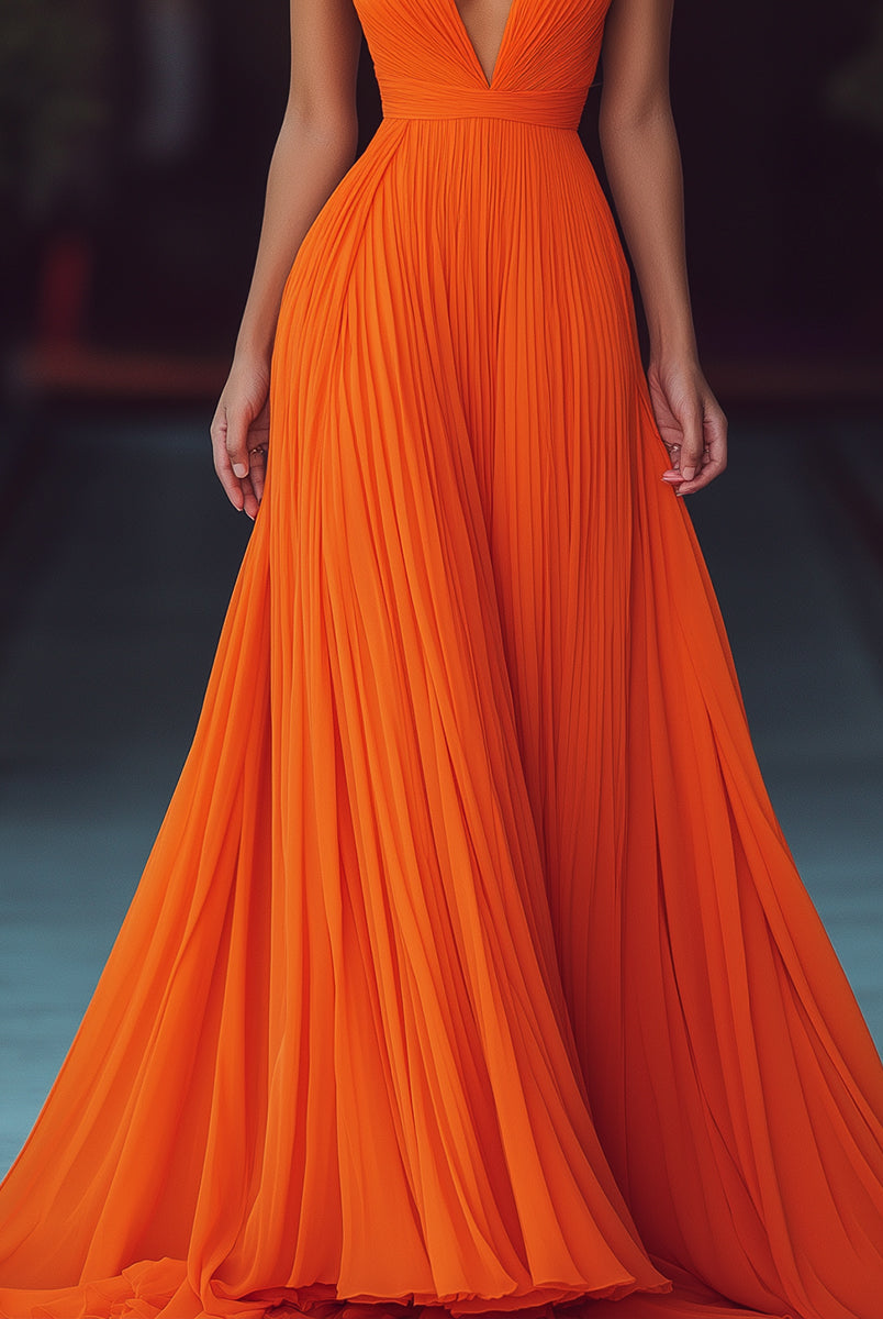 Isla | V Neck Halter Pleat Maxi Dress - Lumina Vancouver - Lumina Vancouver