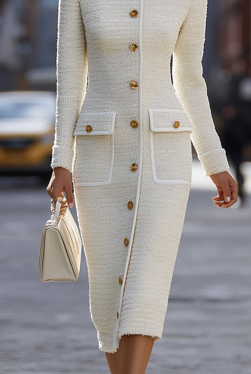 Luna | Tweed Button Down Midi Dress - Lumina Vancouver - Lumina Vancouver