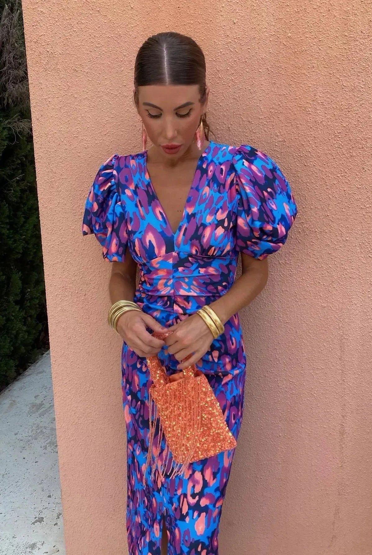 Loren - Vibrant Puff Sleeve Dress