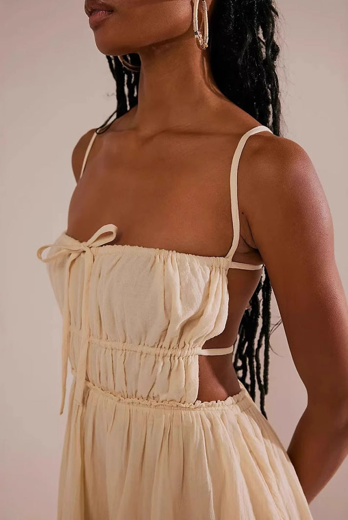 Women’s Mini Dress – Smocked Bust – Spaghetti Straps – Tiered Ruffle Hem – Flowy Fit by Lumina Vancouver