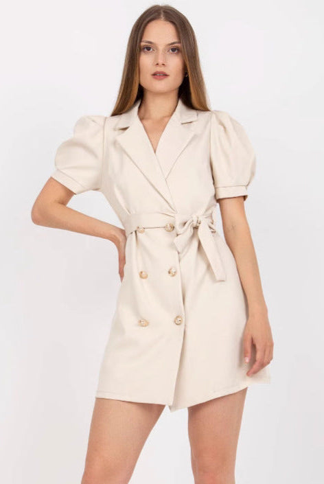 Women’s Blazer Dress – Tailored Fit – Puff Sleeve – Double Breasted – Belted Waist by Lumina Vancouver