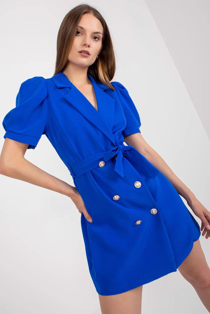 Women’s Blazer Dress – Tailored Fit – Puff Sleeve – Double Breasted – Belted Waist by Lumina Vancouver