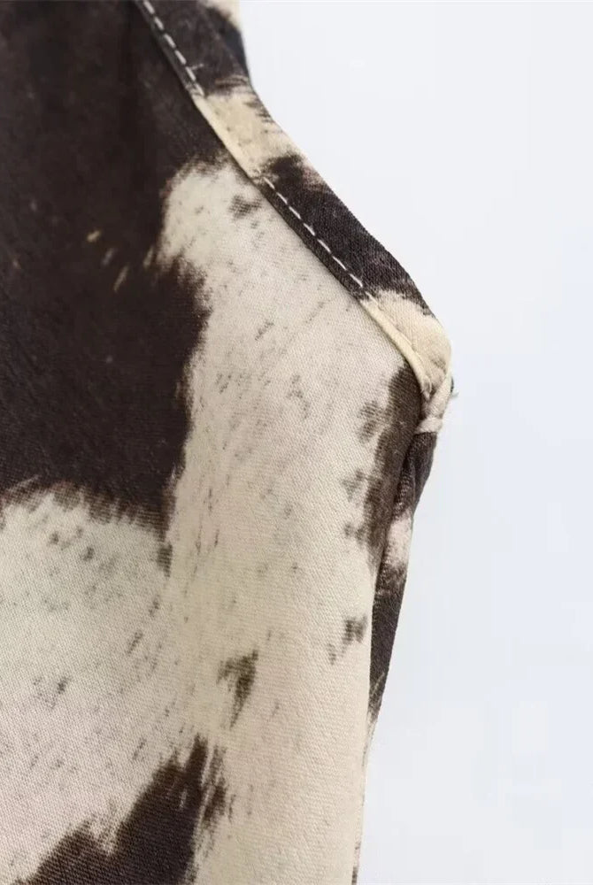 Women's Slip Dress - Silky Satin Feel - V-Neck Spaghetti Straps - Animal Print by Lumina Vancouver