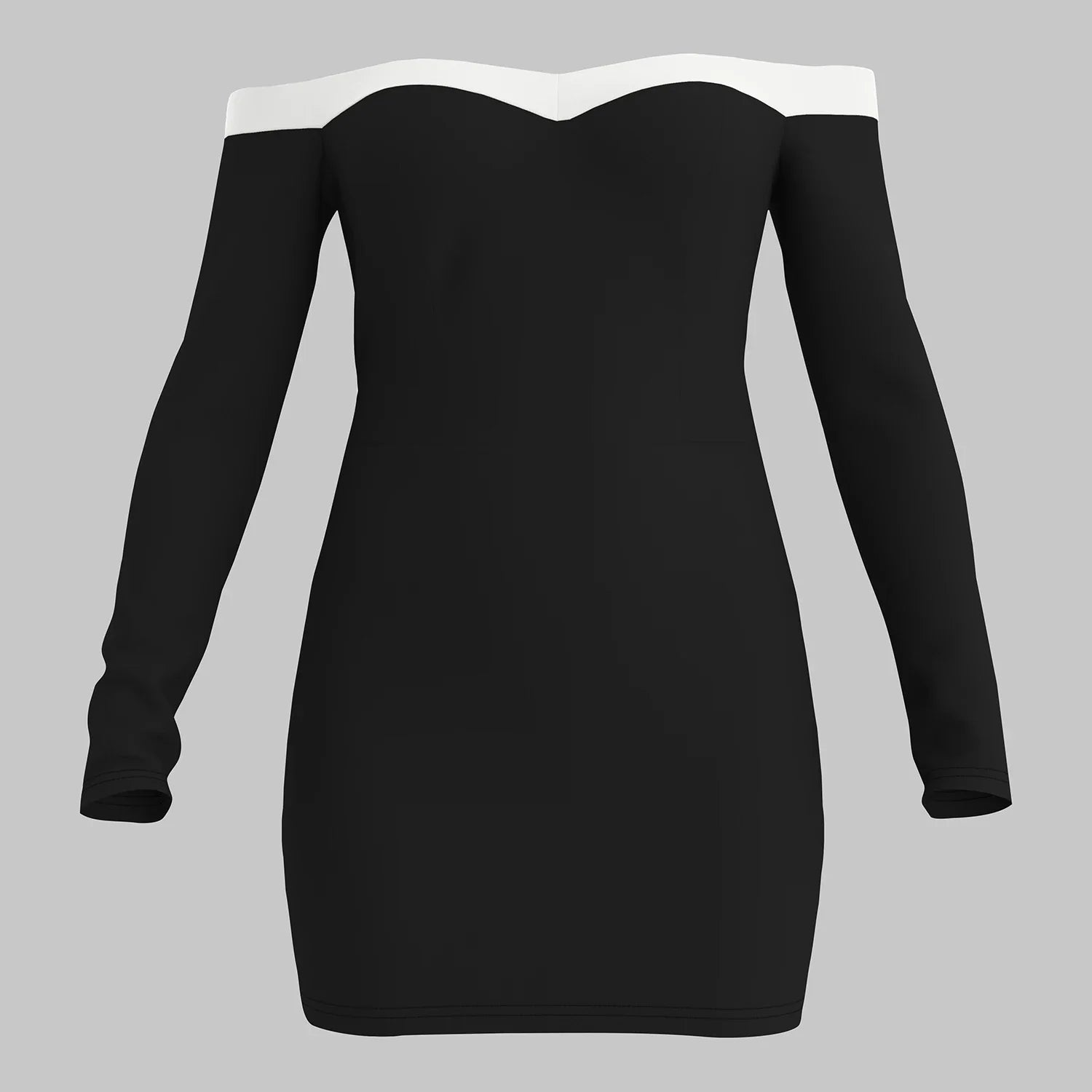Women’s Bodycon Dress – Off-Shoulder V-Neck – Long Sleeve Stretch Mini Party Wear by Lumina Vancouver