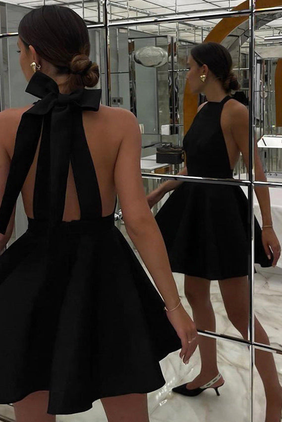 Women’s Halter Neck Dress – Backless A-Line – High Waist Fitted Cocktail Wear by Lumina Vancouver