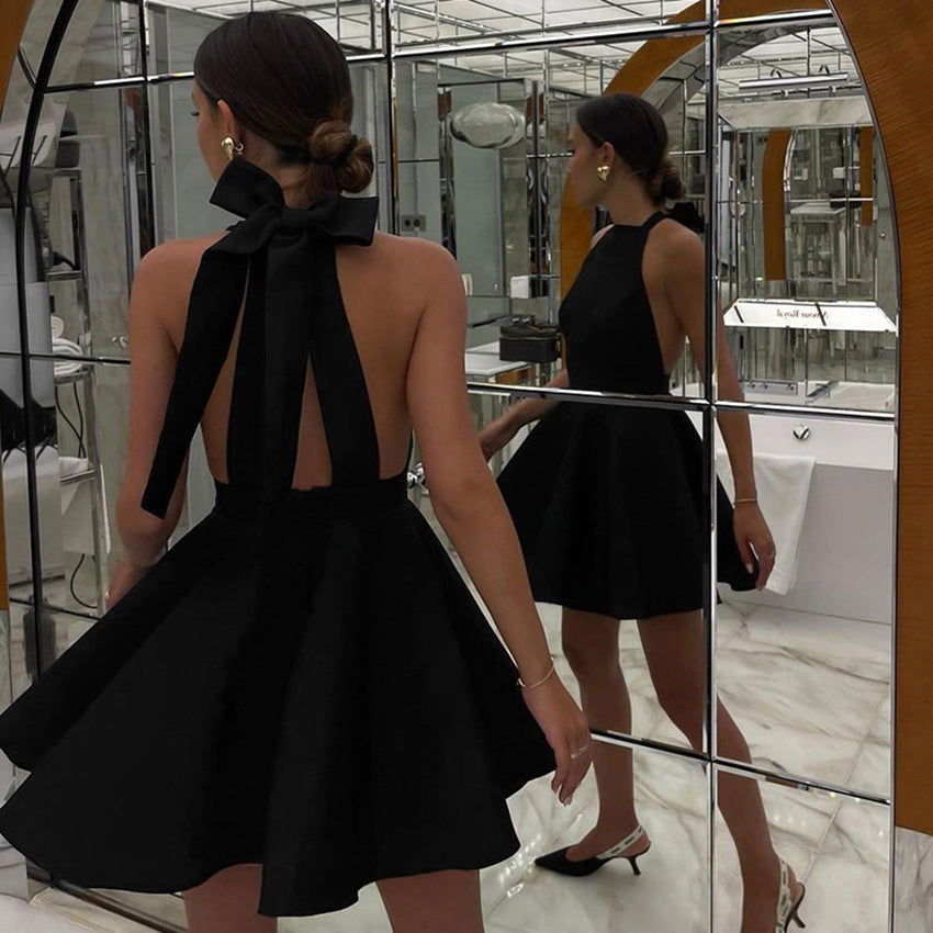 Women’s Halter Neck Dress – Backless A-Line – High Waist Fitted Cocktail Wear by Lumina Vancouver