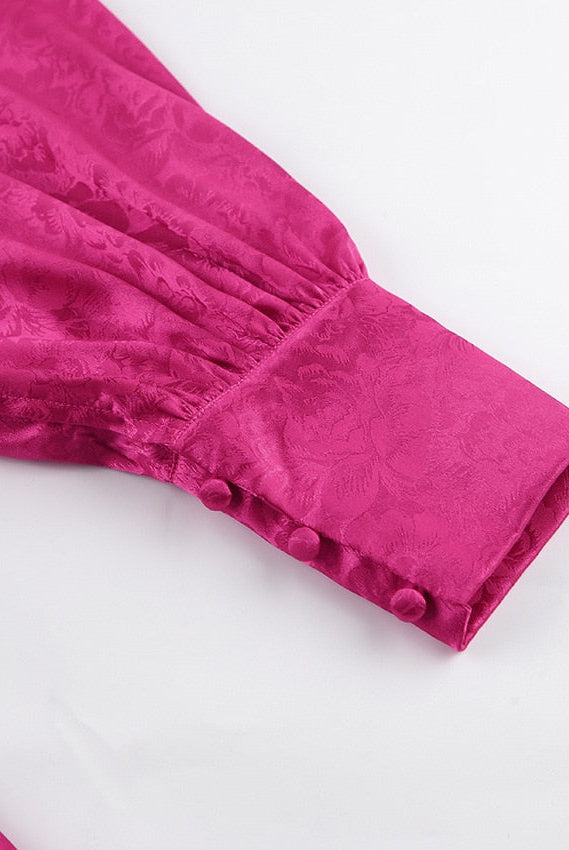 Women's Mini Dress - Satin Blend - Puff Sleeve - Plunge Neck - Cut-Out Waist by Lumina Vancouver