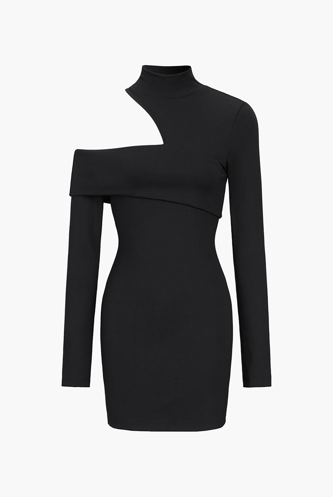 Women's Off-Shoulder Bodycon Dress - One-Sleeve Asymmetrical Design - Short, Stretch Knit by Lumina Vancouver