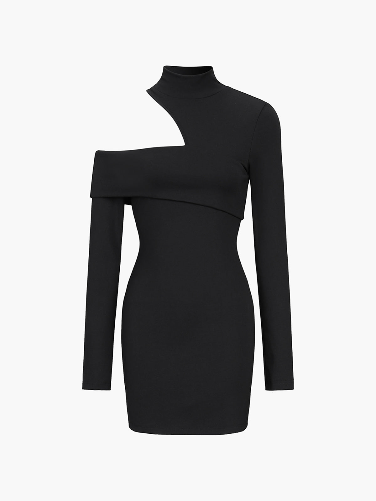 Women's Off-Shoulder Bodycon Dress - One-Sleeve Asymmetrical Design - Short, Stretch Knit by Lumina Vancouver
