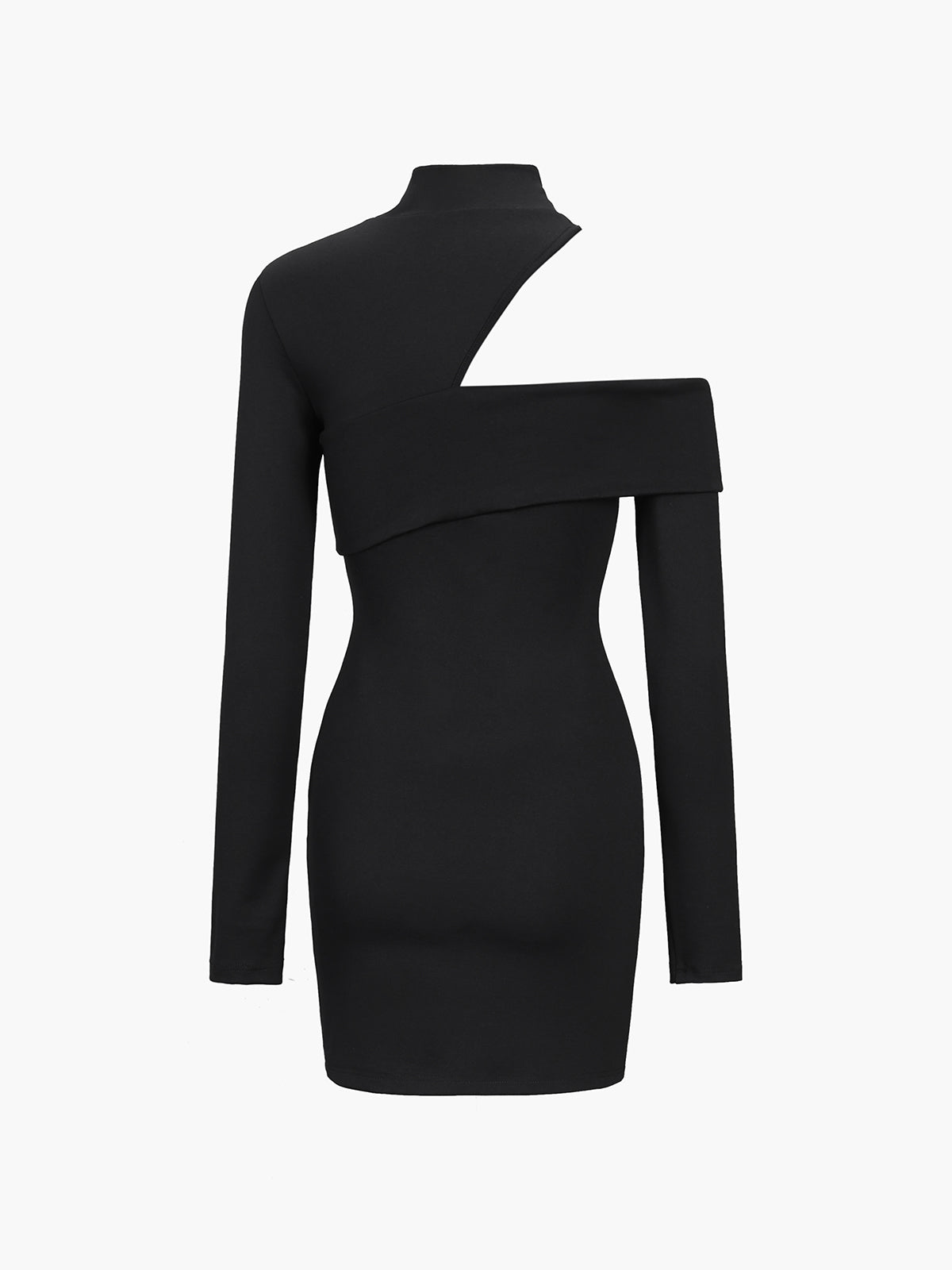 Women's Off-Shoulder Bodycon Dress - One-Sleeve Asymmetrical Design - Short, Stretch Knit by Lumina Vancouver