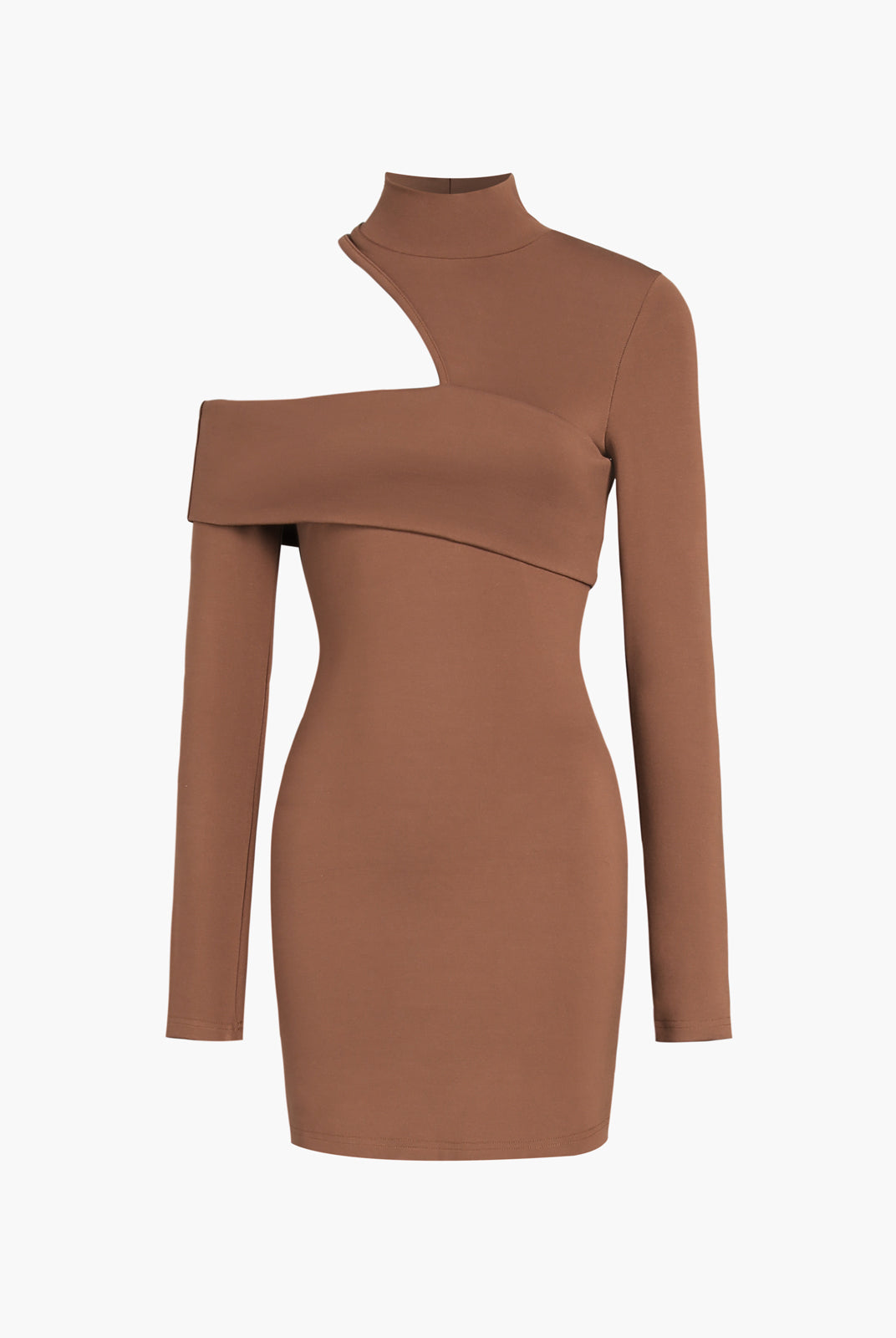 Women's Off-Shoulder Bodycon Dress - One-Sleeve Asymmetrical Design - Short, Stretch Knit by Lumina Vancouver