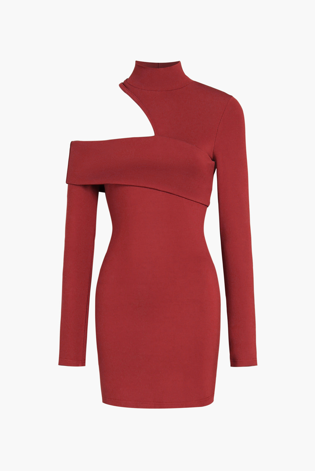 Women's Off-Shoulder Bodycon Dress - One-Sleeve Asymmetrical Design - Short, Stretch Knit by Lumina Vancouver