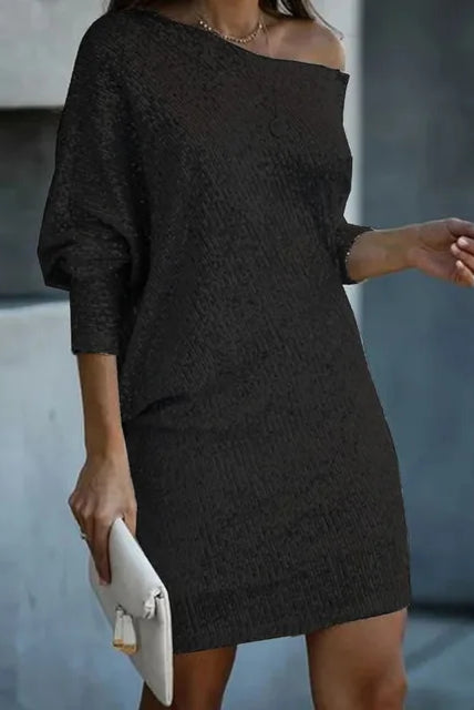 Women's Sequin Dress - Knee-Length - Long Sleeve - Round Neck - Elegant Party Wear by Lumina Vancouver