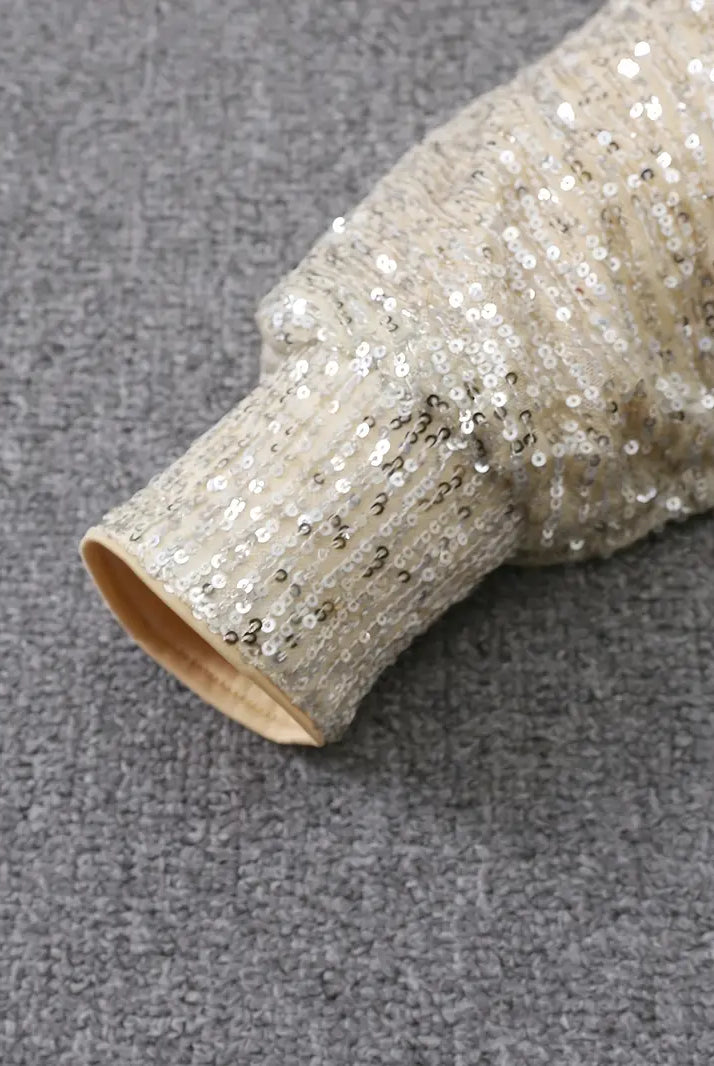 Women's Sequin Dress - Knee-Length - Long Sleeve - Round Neck - Elegant Party Wear by Lumina Vancouver