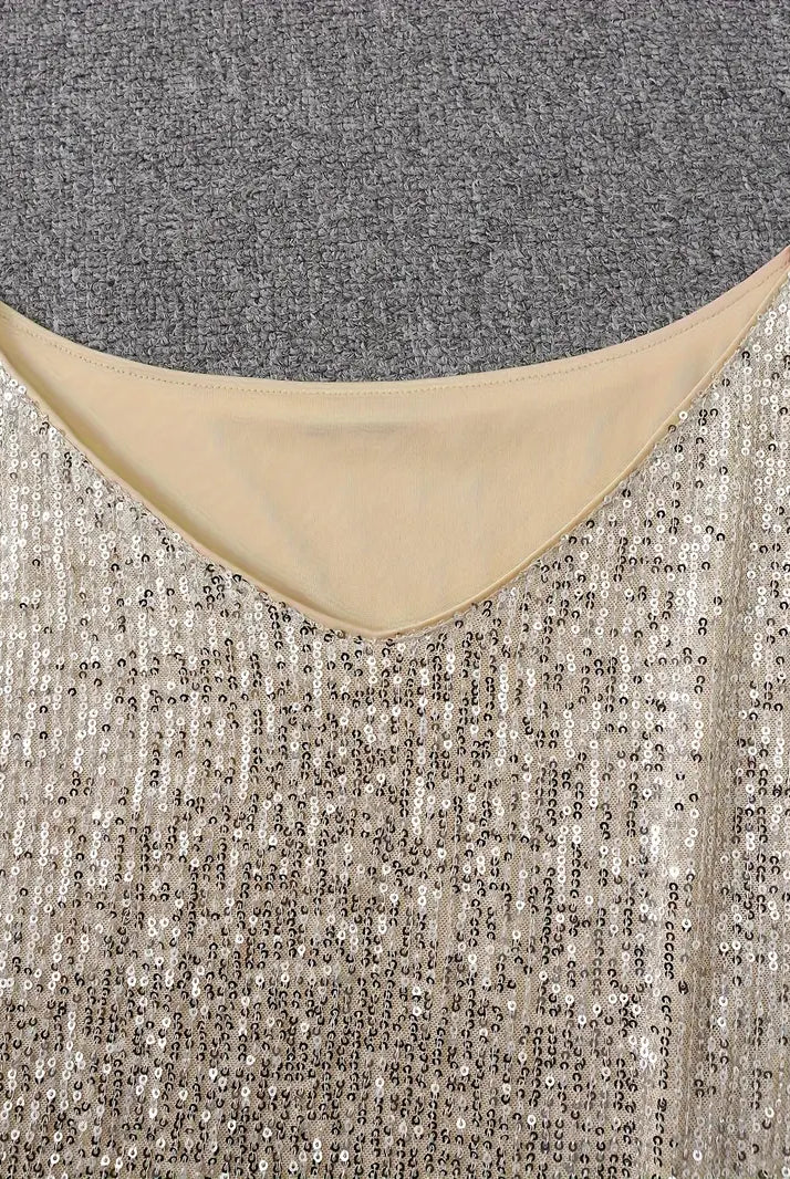 Women's Sequin Dress - Knee-Length - Long Sleeve - Round Neck - Elegant Party Wear by Lumina Vancouver