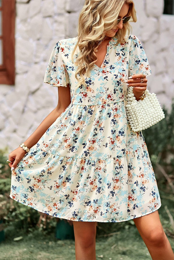 Women's A-Line Dress - V-Neck Short Sleeve - Lightweight Casual Outfit by Lumina Vancouver