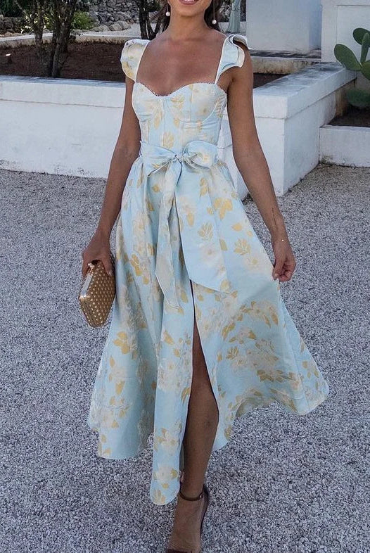 Women's Dress - Corset-Style Bustier - Adjustable Tie Straps - A-Line with Front Slit by Lumina Vancouver