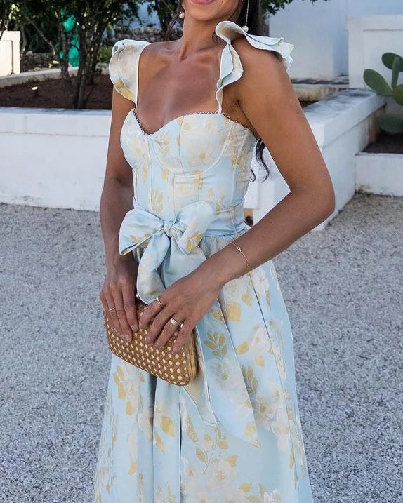 Women's Dress - Corset-Style Bustier - Adjustable Tie Straps - A-Line with Front Slit by Lumina Vancouver