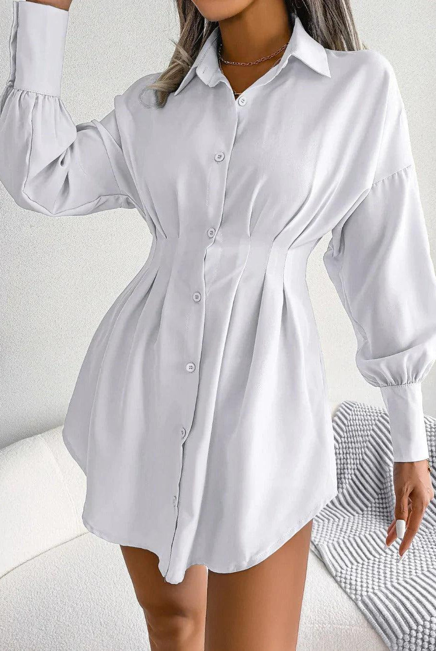 Women's Shirtdress - Tailored Fit - Mini Length - Button-Up Long Sleeve Elegant Wear by Lumina Vancouver