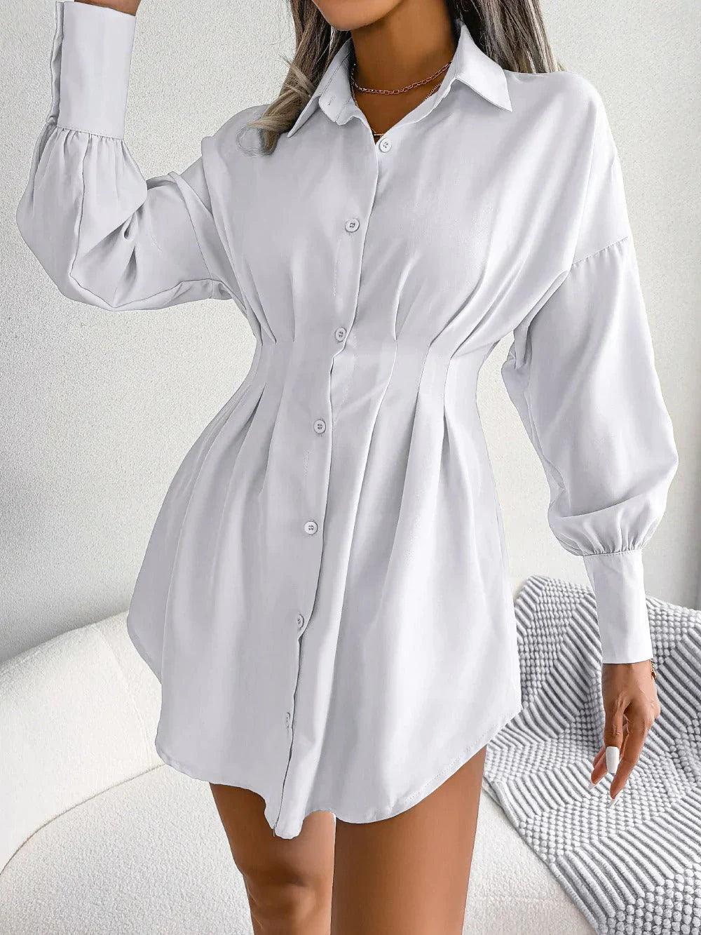 Women's Shirtdress - Tailored Fit - Mini Length - Button-Up Long Sleeve Elegant Wear by Lumina Vancouver