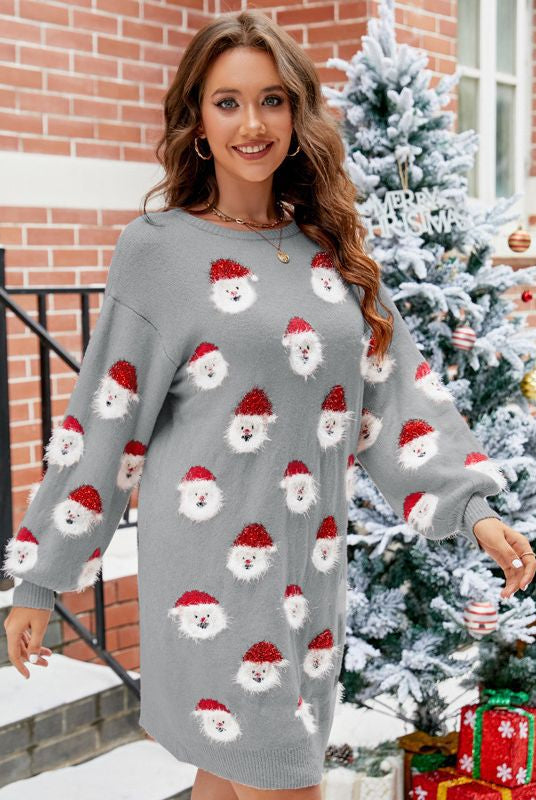 Women’s Sweatshirt Dress – Loose Fit – Knit Fabric – Balloon Sleeves – Mini Length by Lumina Vancouver