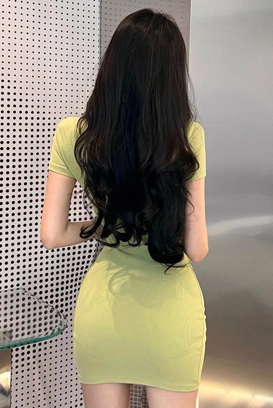 Women's Mini Dress - Slim Fit - Short Sleeve - Cutout Design - Button Front by Lumina Vancouver