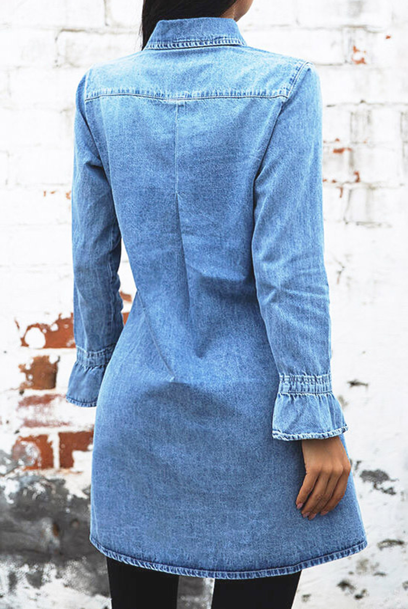 Women's Denim Shirt Dress - Button Down - Long Sleeve - Casual Relaxed Fit by Lumina Vancouver