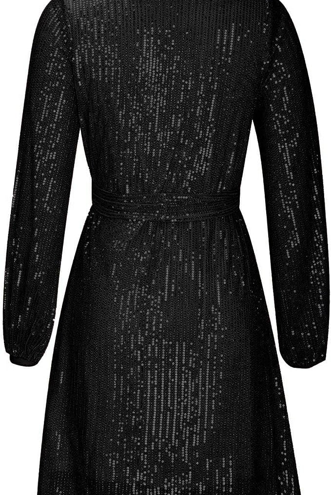 Women's Sequin Mini Dress - Long Sleeve - Relaxed Fit - Asymmetrical Party Wear by Lumina Vancouver