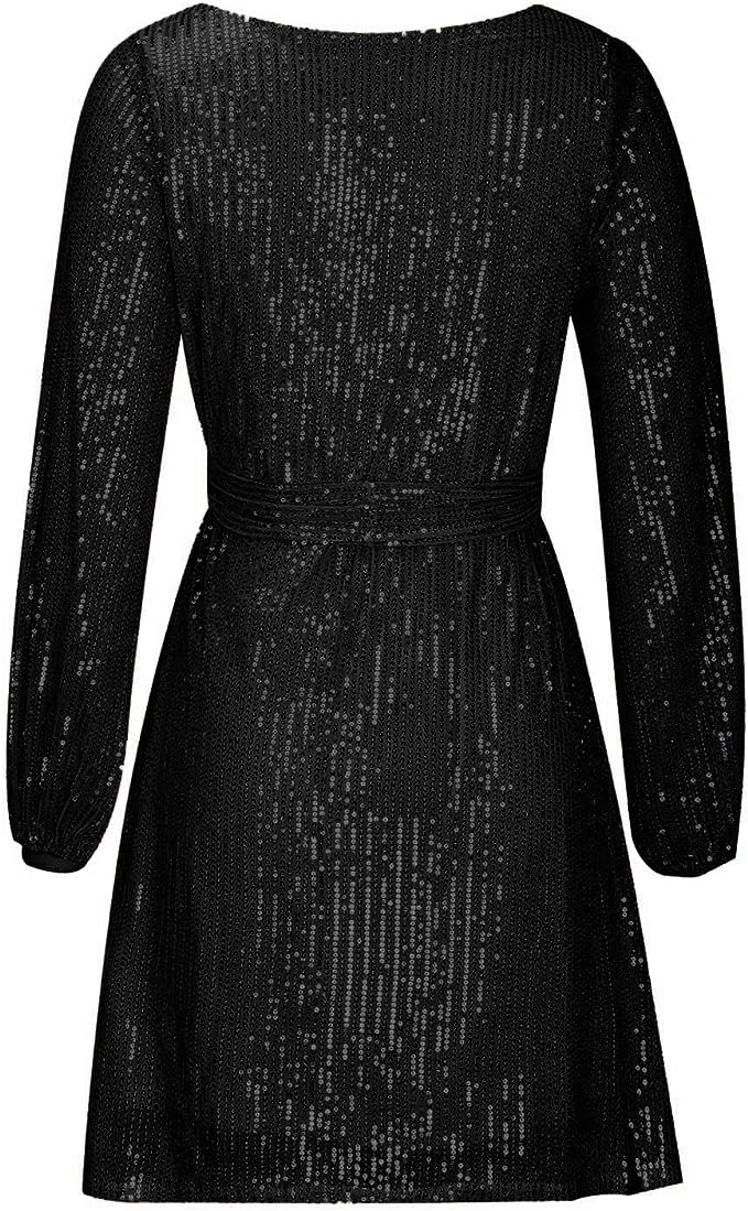 Women's Sequin Mini Dress - Long Sleeve - Relaxed Fit - Asymmetrical Party Wear by Lumina Vancouver