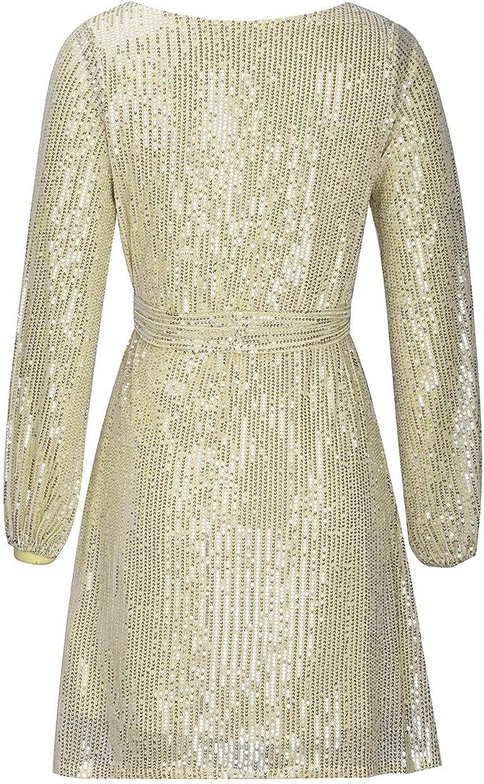 Women's Sequin Mini Dress - Long Sleeve - Relaxed Fit - Asymmetrical Party Wear by Lumina Vancouver