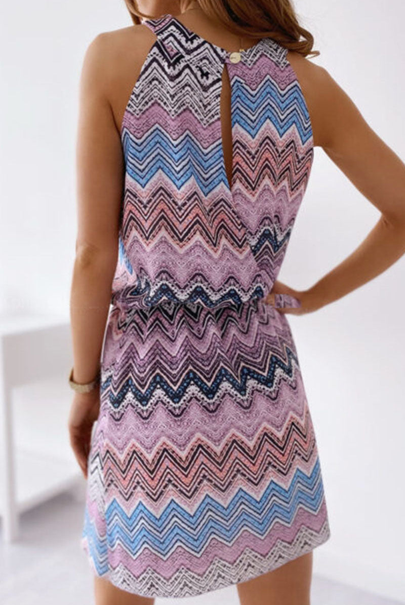 Women's Sleeveless Dress - Chevron Pattern - A-Line Fit - Lightweight Casual Wear by Lumina Vancouver