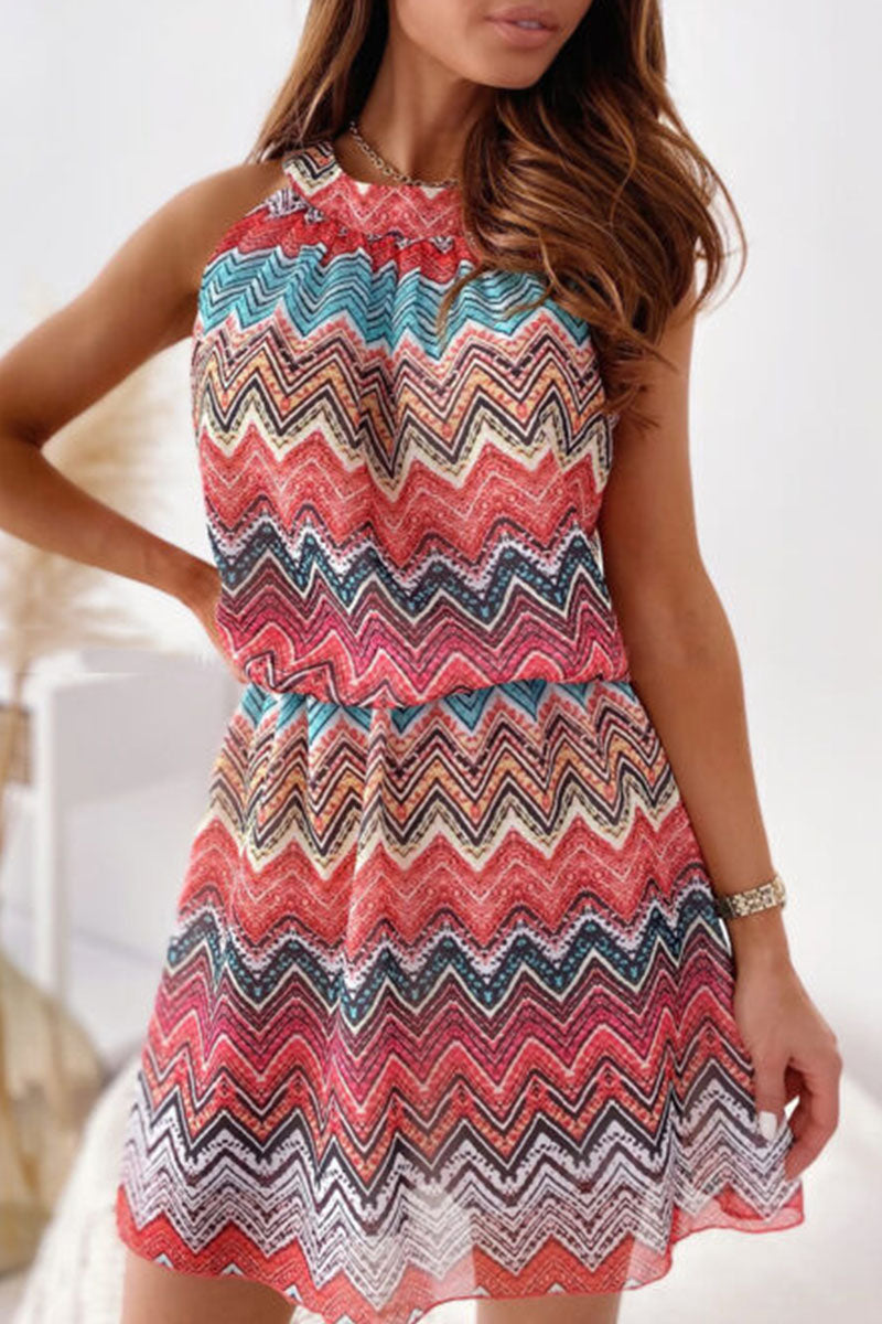 Women's Sleeveless Dress - Chevron Pattern - A-Line Fit - Lightweight Casual Wear by Lumina Vancouver
