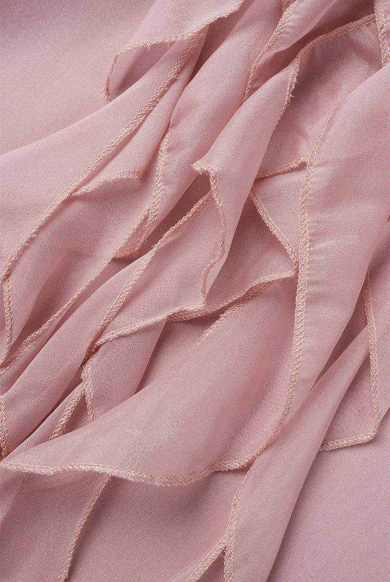 Women's Dress - Knee Length Flowy Fit - V-Neck Ruffle Lace Detail - Sheer Long Sleeve by Lumina Vancouver