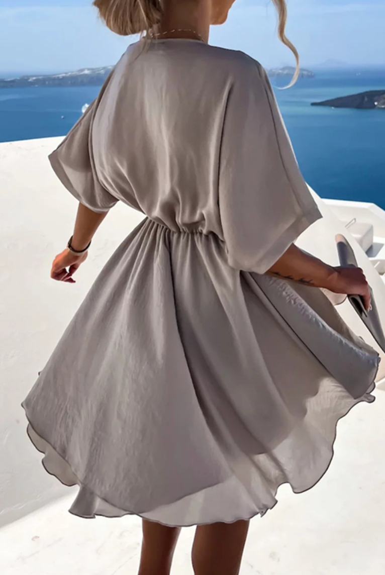 Women's Wrap Dress - V-Neckline - Short Sleeve - Elegant Mini Length by Lumina Vancouver