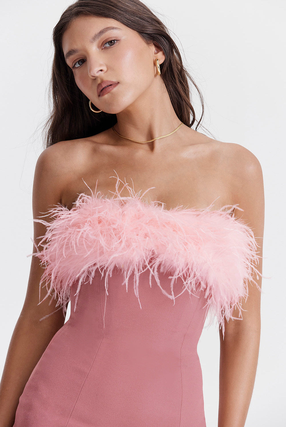 Women’s Mini Dress – Bodycon Fit – Strapless Fur Trim – Evening Cocktail Wear by Lumina Vancouver