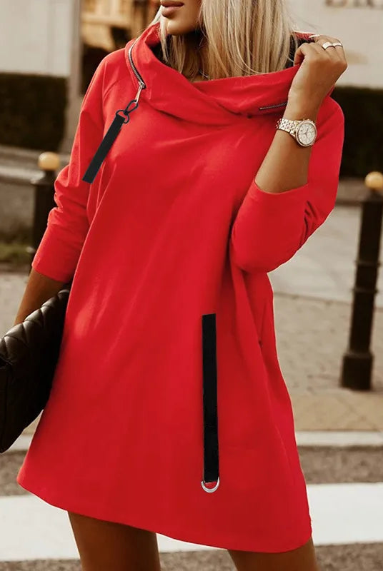 Women’s Sweatshirt Dress – Oversized Fit – Cowl Neck – Cotton Knit Mini Casual Style by Lumina Vancouver