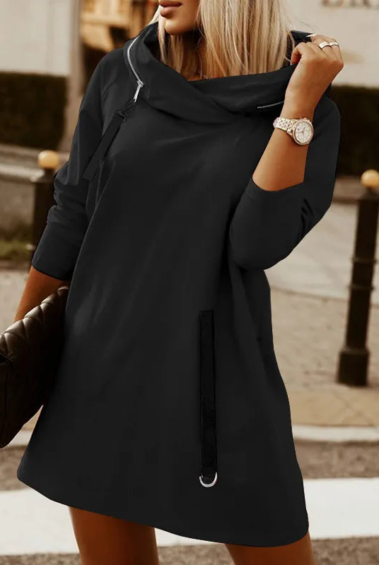 Women’s Sweatshirt Dress – Oversized Fit – Cowl Neck – Cotton Knit Mini Casual Style by Lumina Vancouver