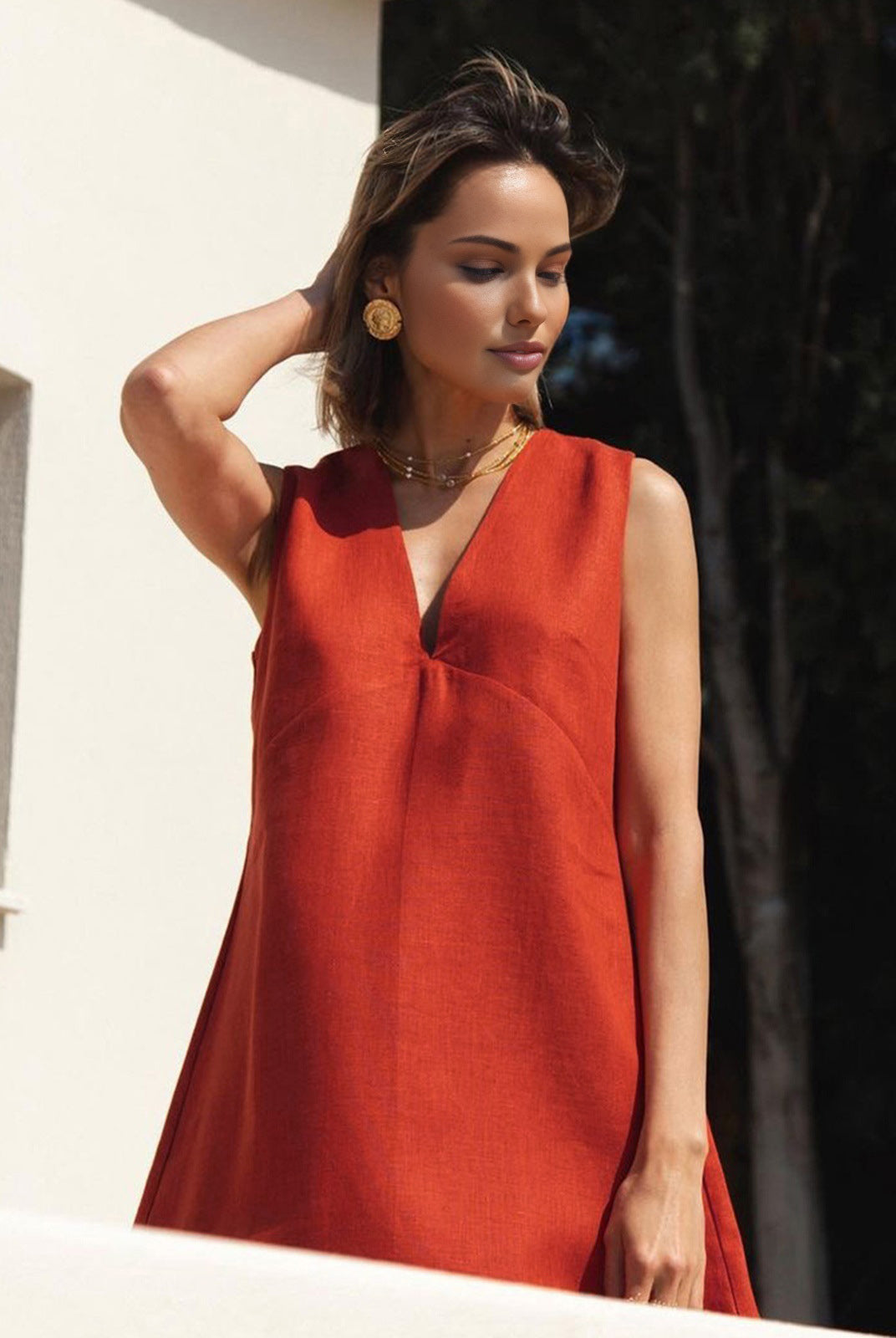 Women's Mini Dress - Sleeveless V-Neck - Lightweight Breathable Fabric - A-Line Fit by Lumina Vancouver