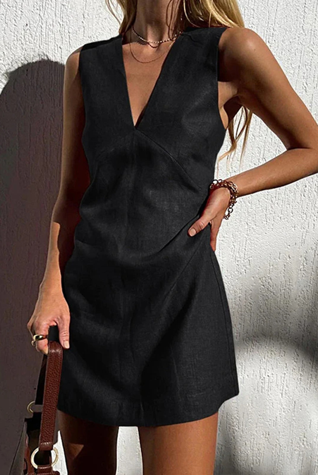 Women's Mini Dress - Sleeveless V-Neck - Lightweight Breathable Fabric - A-Line Fit by Lumina Vancouver