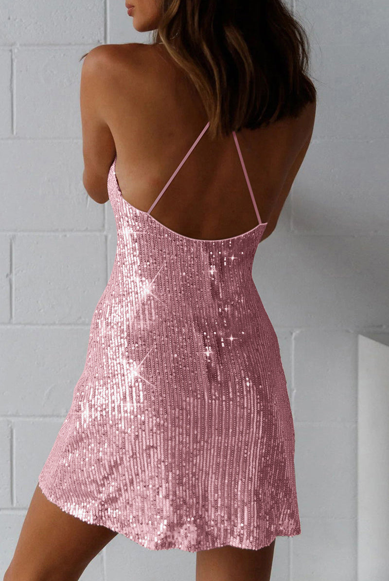 Women's Mini Dress - Sleeveless Spaghetti Strap - Sequin Bodycon Party Wear by Lumina Vancouver