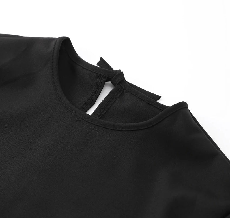 Women's Dress - Loose Fit - Long Flared Sleeves - Geometric Pattern Elegant Style by Lumina Vancouver