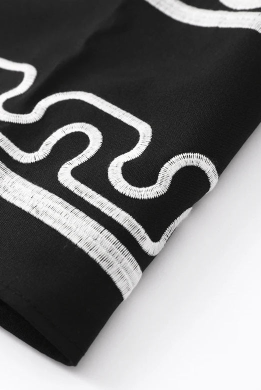 Women's Dress - Loose Fit - Long Flared Sleeves - Geometric Pattern Elegant Style by Lumina Vancouver