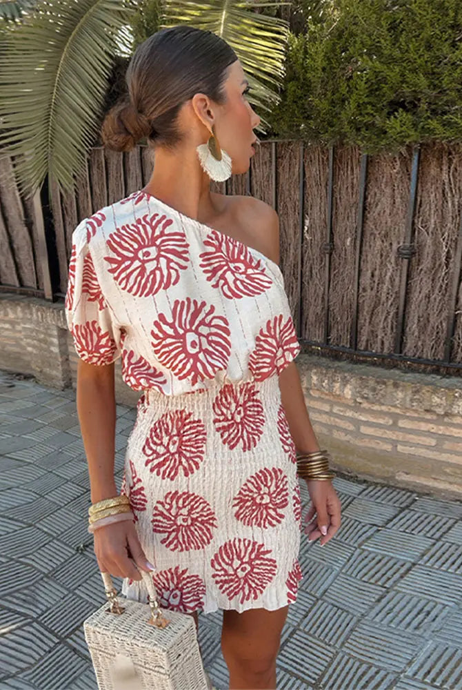 Women's One-Shoulder Dress - Asymmetrical Design - Cinched Waist - Lightweight Fabric by Lumina Vancouver