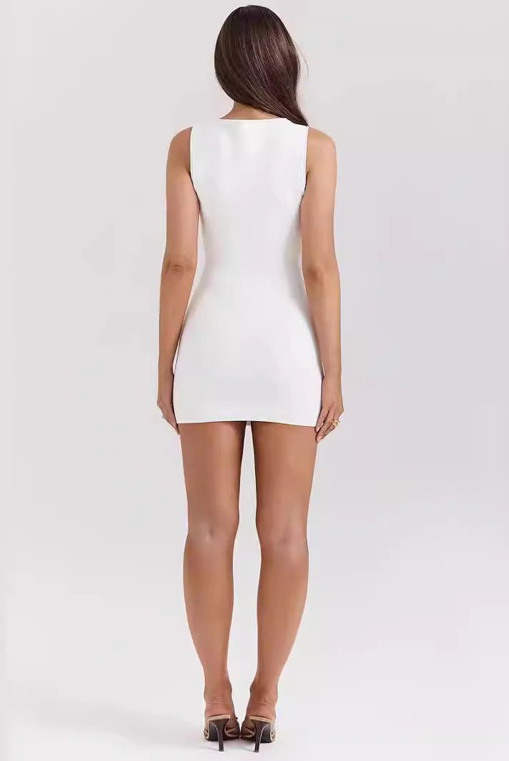 Women’s Mini Dress – Slim Fit – Soft Stretch Fabric – High Neck – Minimalist Style by Lumina Vancouver