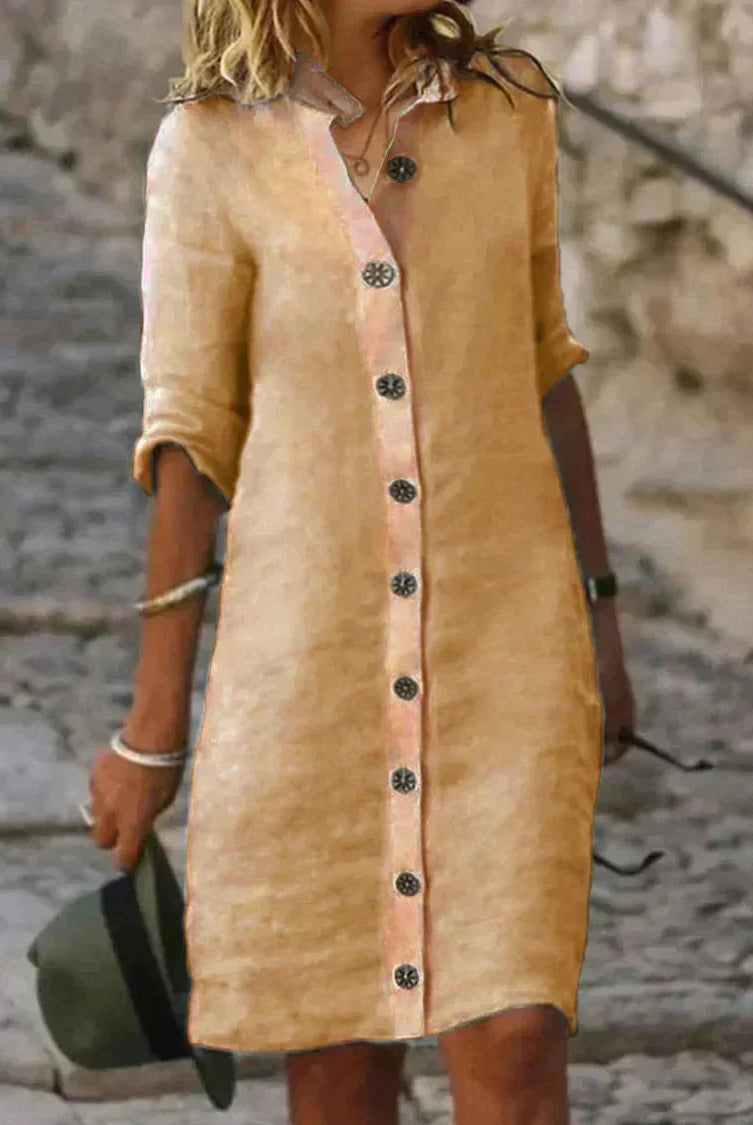 Women's Shirt Dress - Button Down - Long Sleeve - Waist Tie - Casual Elegant Outfit by Lumina Vancouver