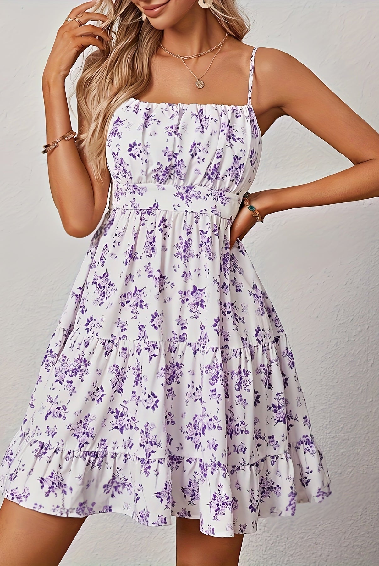 Women's Sleeveless Sundress - Floral Print - Square Neck - Lightweight Flowy Fit by Lumina Vancouver